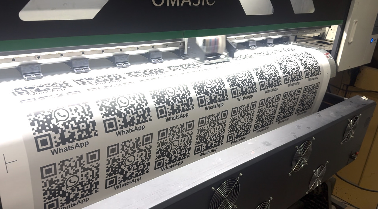 Eco solvent printer creating custom QR codes in Limassol.